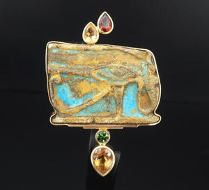 Eye of Horus Fragment Artifact Pendant Mark Loren 14k Gold 4" PG1666