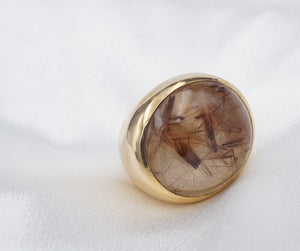 Designer Philippa Green Dome Rutile Quartz Ring Gold over Bronze Size 9 RS3503