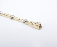 14k White Yellow Gold Natural Diamond Station Bracelet 7" Two Tone BG914