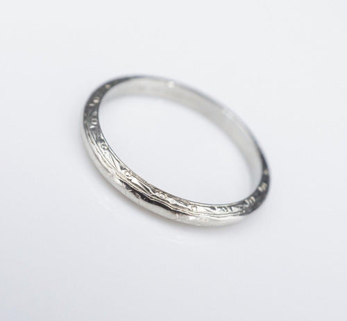 Antique Blue Bonnet 18k White Gold Wedding Band Ring Size 6.5 Slim 2.3 mm RG3483