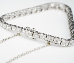 Vintage Platinum Graduated Diamond Tennis Bracelet 3ctw Mid Century 6.25" BG817