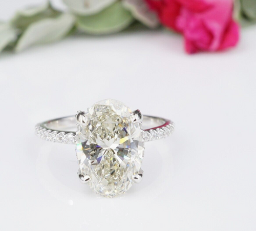 GIA Diamond Engagement Ring 3ct Oval 14k White Gold Size 5.25 RG3867