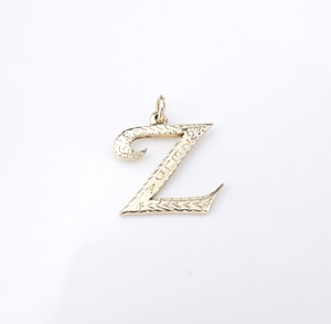 James Avery Large Script Initial Z Charm 14k Yellow Gold Retired 13/16" CHS1977