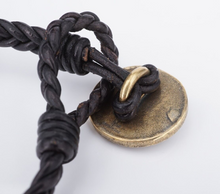 James Avery Leather Bronze Compass Silver Toggle Bracelet Retired 8.5" BS2938