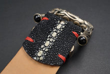 Claudio Calestani Sterling Silver Galuchat Leather Belt Buckle Janet Brown M261