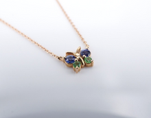 18k Rose Gold Butterfly Pendant Necklace Sapphire Tsavorite 16.5" New NG1560