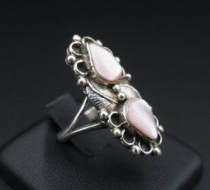 Navajo Robert Johnson Sterling Silver Pink Mother of Pearl Ring Sz 6.5 RS3058