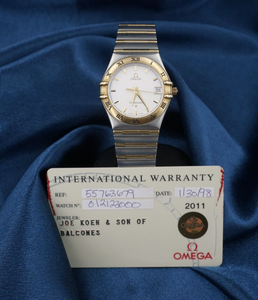 Omega Constellation SS 18k Gold 33.5mm Watch Full Bar Box Cards 557.63 W1009