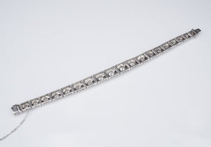 Art Deco Sapphire Diamond Bracelet Platinum Antique 9 carats 7.25" BG875