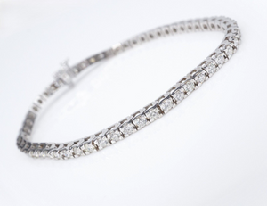 Classic 14k White Gold 3 carat Natural Diamond Tennis Bracelet 7" In Line BG892