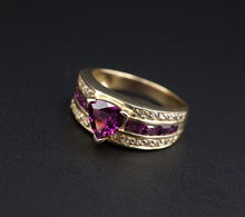 14k Yellow Gold Deep Purple Garnet Stacker Band Ring Size 8 RG3922