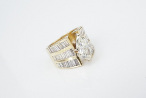 3ct Diamond Wide Marquise Band Ring 14k Yellow Gold Size 5.5 CO1142