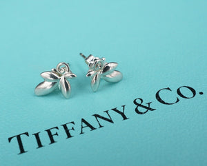 Tiffany Olive Leaf Stud Earrings Paloma Picasso Sterling Silver 5.5mm ES2468