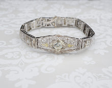 Classic Antique Art Deco 14k Gold 1ct Three Diamond Filigree Bracelet 6.5" BG794