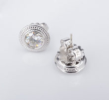 14k White Gold Stud Earrings Round Moissanite Solitaire EG2447