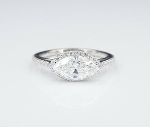 East West 14k Gold 1.3ct Marquise Diamond Engagement Ring Size 7 VVS2 GIA RG3472