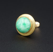 Vintage 14k Yellow Gold Pitcher Pendant Charm 1.2" Green Glass PG1777