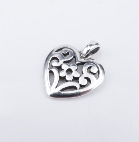 Vintage James Avery Floral Heart Charm Sterling Silver Retired CHS1972
