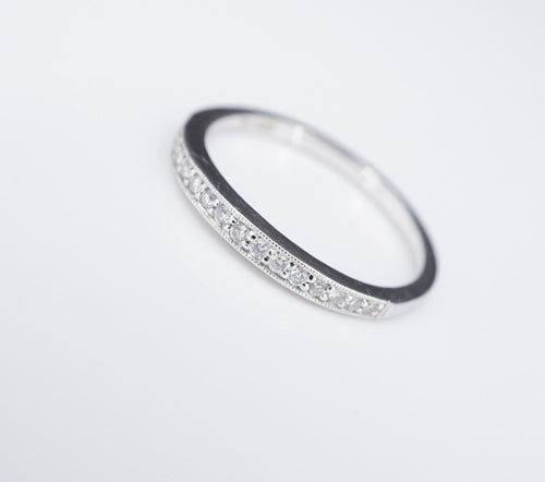 Platinum Diamond Contour Band Ring Anniversary Half Eternity Size 6.25 RG3480