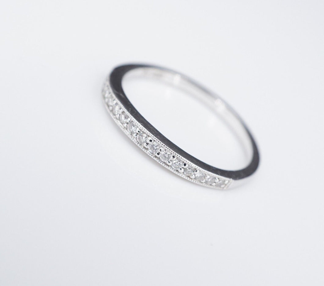 Platinum Diamond Contour Band Ring Anniversary Half Eternity Size 6.25 RG3480