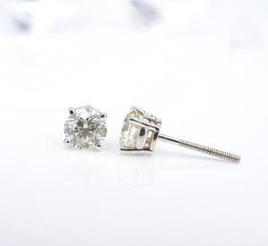 Diamond Stud Earrings 14k White Gold 1.2 carat Natural Round Brilliant EG2305