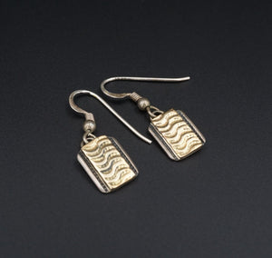 Hopi Dangle Earrings Sterling Silver 14k Gold Overlay 1.25" Coochwytewa ES2364