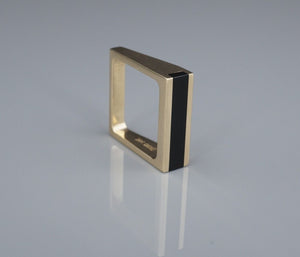 Trisko Onyx Ring 14k Yellow Gold Sculpture Modernist Size 6.5 Stacker RG4379