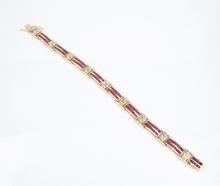 Vintage Ruby Diamond Bracelet 14k Yellow Gold 6 carat 7.25" Channel BG931
