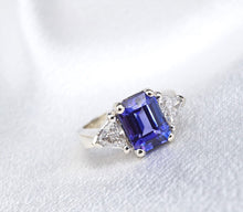 Tanzanite Diamond Cocktail Ring 3ct 14k White Gold Band Size 5 Armani RG4077