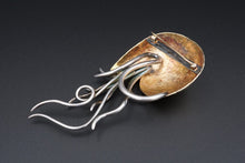 Calf & Dragon Sterling Silver Hammered 14k Gold Giant Nautilus Brooch 3.5" OS585