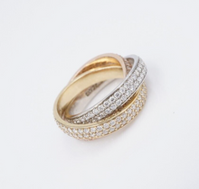 Tricolor Pave Diamond Eternity 3 Band Rolling Ring Gold Sz 8 4mm 3ct RG4270