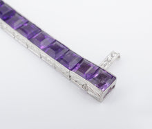 Art Deco Platinum Amethyst OEC Diamond Tennis Bracelet 17.5ctw 6.5" BG865