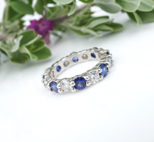 Sapphire Diamond Eternity Band Ring 14k White Gold 4 carat Sz 6 Stackable RG3912