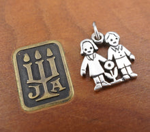 James Avery Charm Girl Boy Flower "Love Is" Sterling Silver 9/16" CHS1831