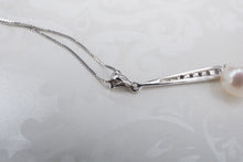 14k Diamond Pearl Y-Necklace Lariat Pendant White Gold 7mm 18" NG1475