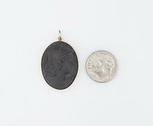 Vtg Wesley Emmons 14k Yellow Gold High Relief Carved Lava Cameo Pendant PG1283