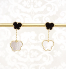 EFFY 14k Butterfly Earrings MOP Onyx Yellow Gold Dangle Drop 1" EG2443