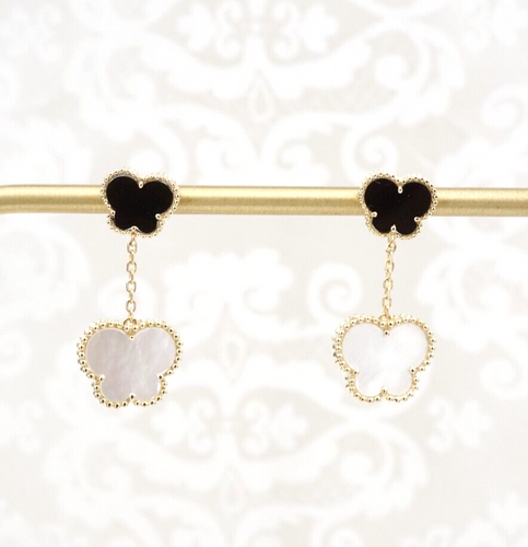 EFFY 14k Butterfly Earrings MOP Onyx Yellow Gold Dangle Drop 1