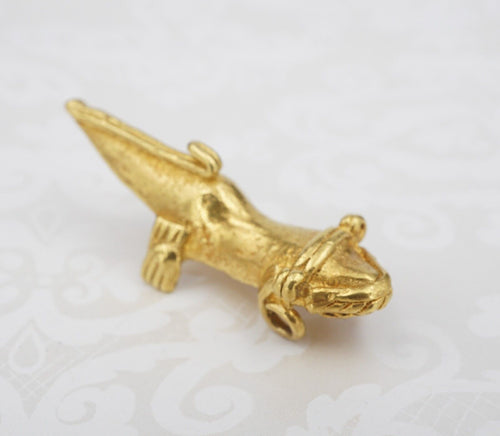 22k Gold Ancient Mesoamerican Aztec Axolotl Pendant PreColumbian Lizard PG1807