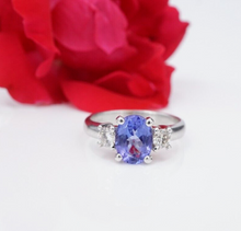 Tanzanite Diamond Cocktail Ring 14k White Gold Band Size 4 RG4202