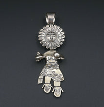 Ted Silversmith Navajo Sterling Silver Sun Kachina Shaman Pendant 3.5" PS1813