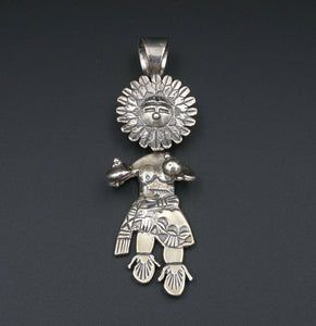 Ted Silversmith Navajo Sterling Silver Sun Kachina Shaman Pendant 3.5" PS1813