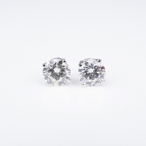 14k White Gold 1 carat Natural Round Brilliant Diamond Stud Earrings EG2218