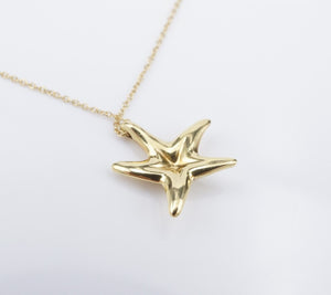 Tiffany & Co Elsa Peretti Starfish Necklace 18k Gold Pendant 16" 0.8mm NG1557