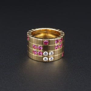 Cartier Diamond Pink Sapphire Lanieres Ring 18k Pink Gold Size 5 Euro 49 RG4241