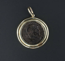 14k Gold Ancient Coin Pendant Roman Bronze Yellow 1.5" Free Shipping PG1304