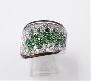 2 carat Diamond Tsavorite Garnet Ring Pave 18k White Gold Size 8.25 RG1665