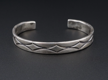 Navajo Cuff Bracelet Sterling Silver Nora Tahe Bill Artisan Stamped 7" BS2916