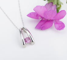 Pink Sapphire Platinum Pendant Necklace 18" Designer NG1452