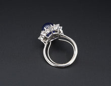 Asprey Platinum GIA Ceylon No Heat Blue Sapphire Diamond Halo Ring 12cttw CO1036